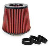 Konisk rødt og carbonfarvet luftfilter til bil