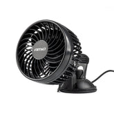 Fekete autós ventilátor tapadókoronggal, 24 V-hoz