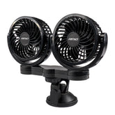 Autós ventilátor két 4 colos ventilátorfejjel és tapadókorongos rögzítéssel