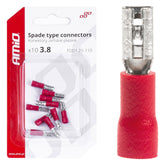 Piros szigetelt 3,8 mm-es női lapos saruk