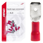 Piros szigetelt 6,3 mm-es apa lapos saru