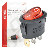 Elliptikus 12 V/230 V kapcsoló piros világítással