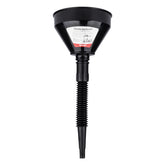 Sort fleksibel tragt med integreret si, 16 cm