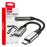 USB-C splitter med USB-C og 3,5 mm Mini Jack, 10 cm