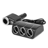 Hármas aljzat USB-A csatlakozóval és szivargyújtó funkcióval