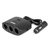 3 irányú autós szivargyújtó elosztó két USB-A porttal