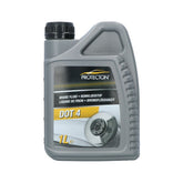 Protecton Bremsevæske DOT4 1 liter brake fluid in a gray container with label showing DOT 4 specifications.
