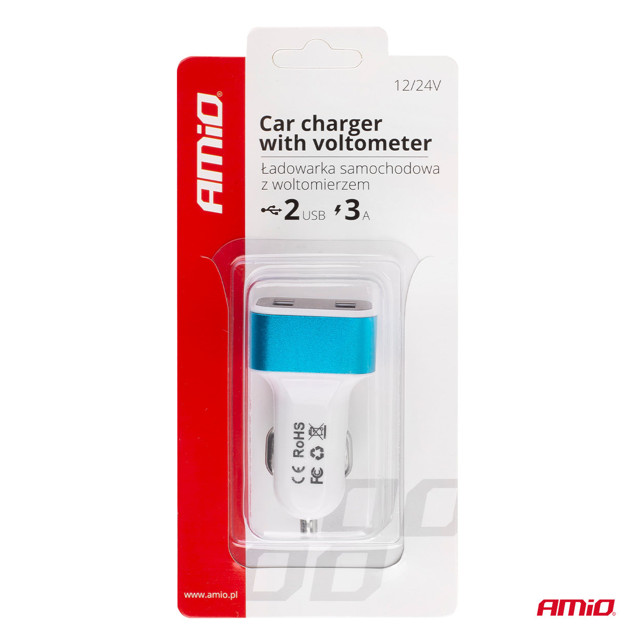 USB-biloplader med samlet ladestrøm på 3 A