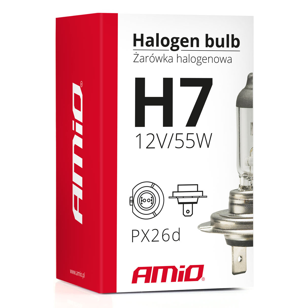 H7 halogén izzó PX26d foglalattal és UV-szűrővel