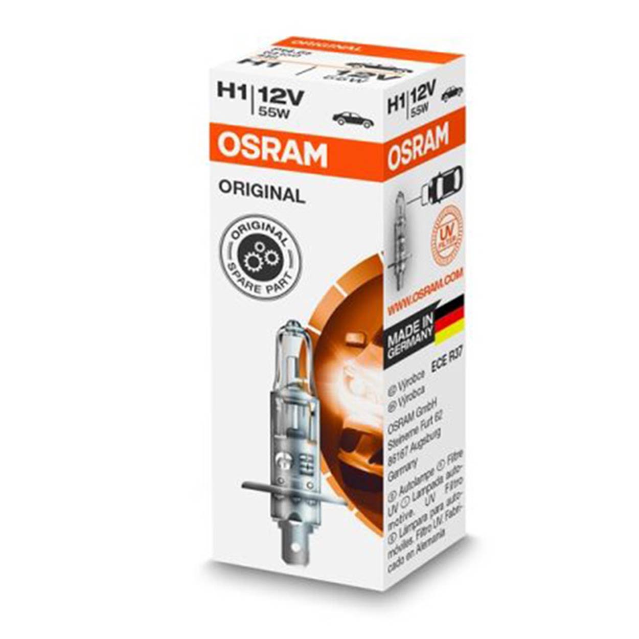 Osram H1 halogén izzó 12 V 55 W teljesítménnyel, P14,5s foglalattal