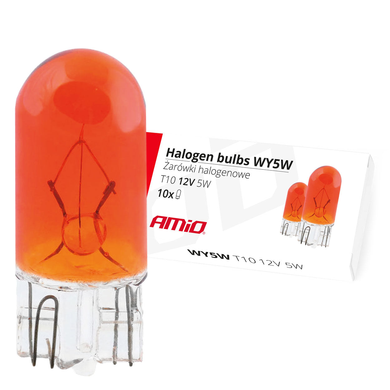 10 db borostyánsárga WY5W T10 halogén izzó 5 W 12 V