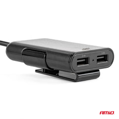 USB-biloplader med USB-udgange foran og bagtil