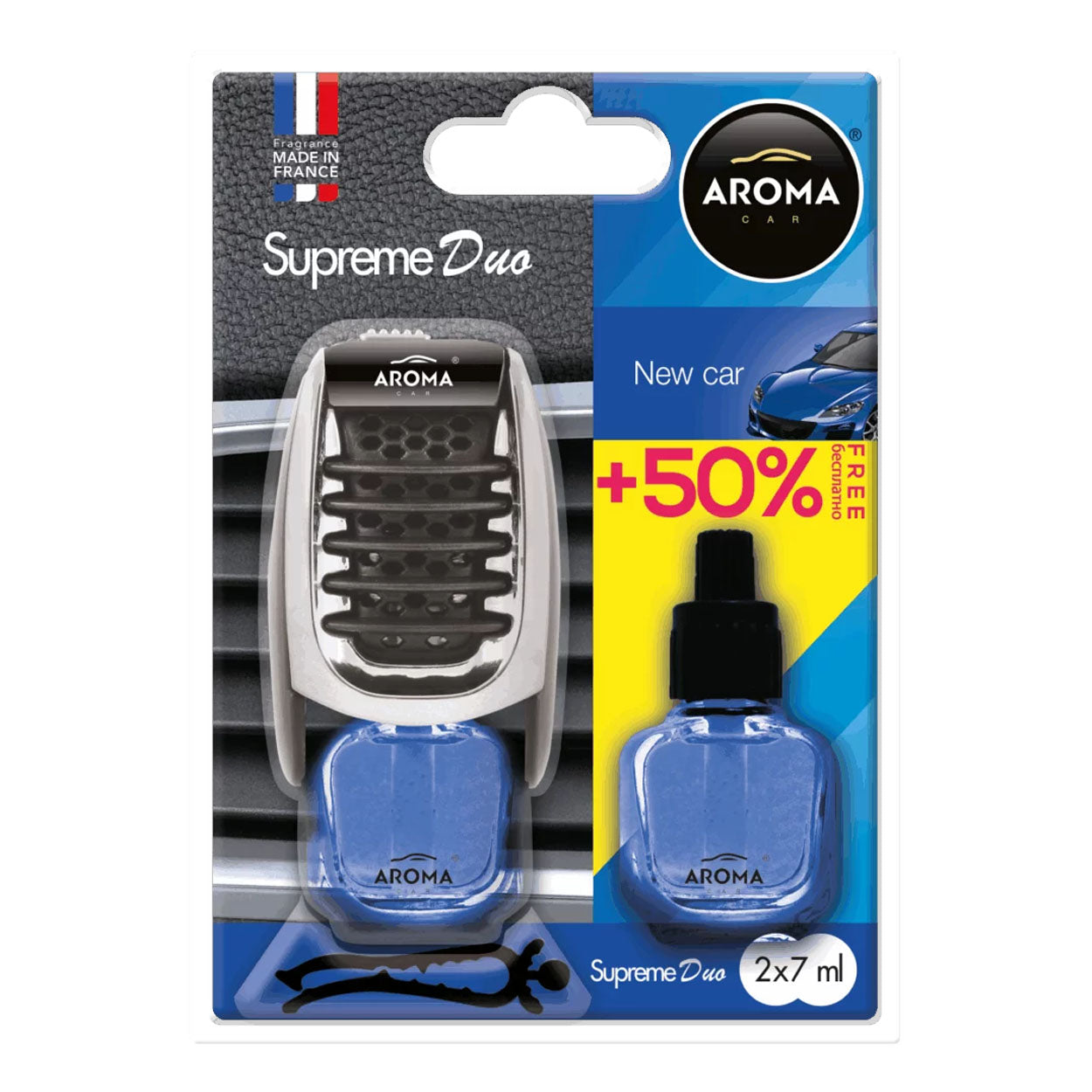 Aroma Car Supreme Duo New Car autóillatosító extra utántöltő flakonnal