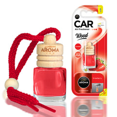 Aroma Wood Strawberry autóillatosító üvegpalackkal és fa kupakkal