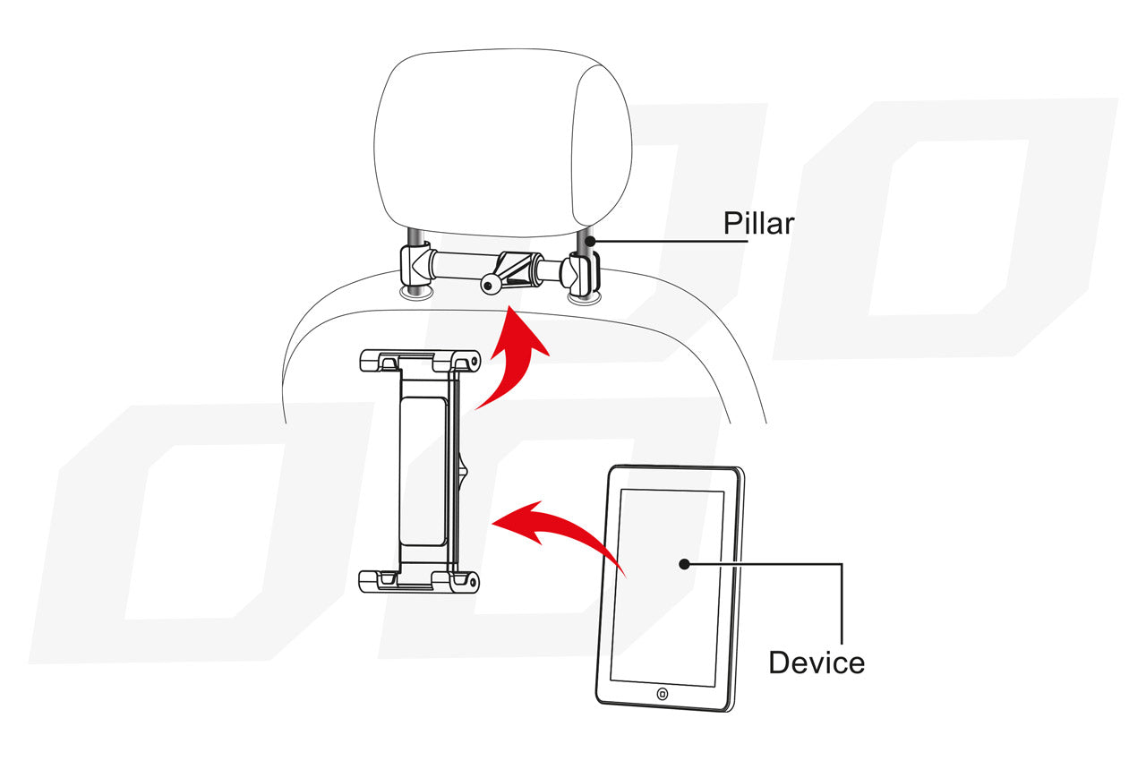 Justerbar tablet holder til bagsædet i sort