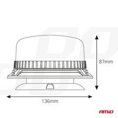 LED figyelmeztető lámpa mágneses rögzítéssel