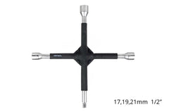 Gumibevonatú kerékkulcs 17, 19, 21 mm-es és 1/2 colos méretekkel