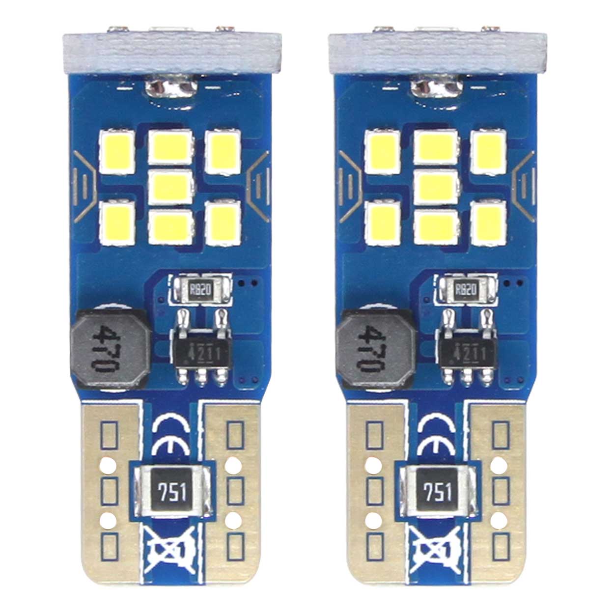 Hvid LED-pære T10 W5W med 21 SMD og CANBUS