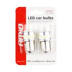 BA15S LED izzók 12–24 V, 2 darabos csomagban