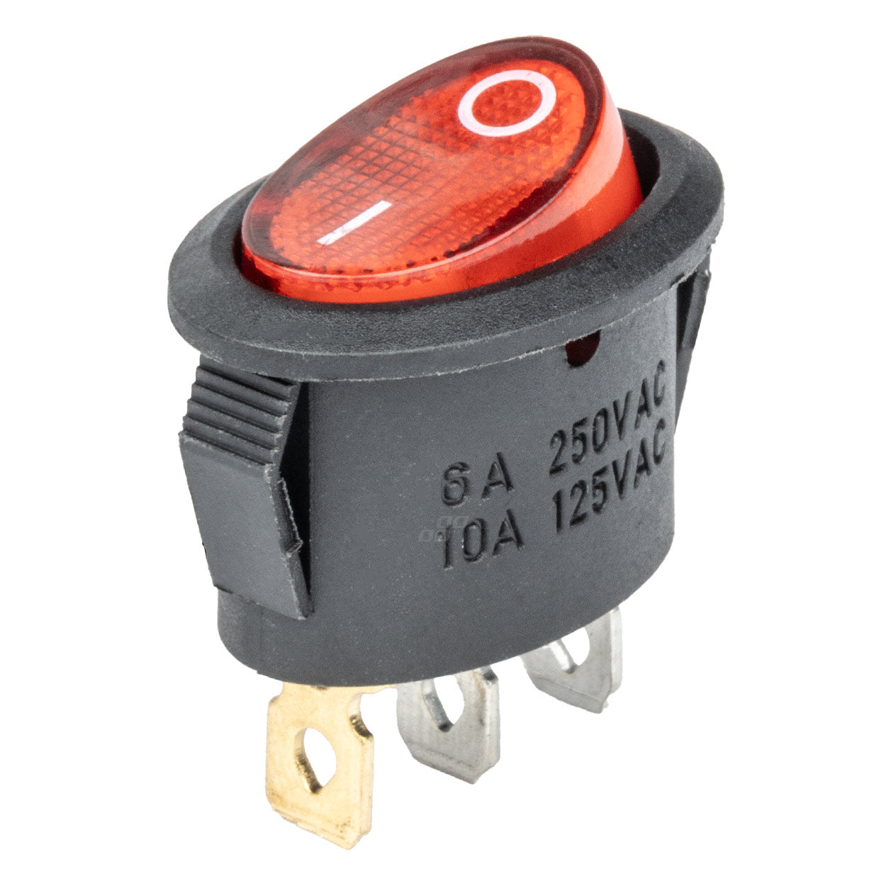 Elliptikus kapcsoló 12V/230V-hoz piros világítással