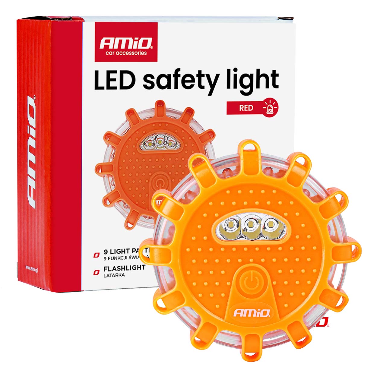 LED-advarselslampe med magnet og krog