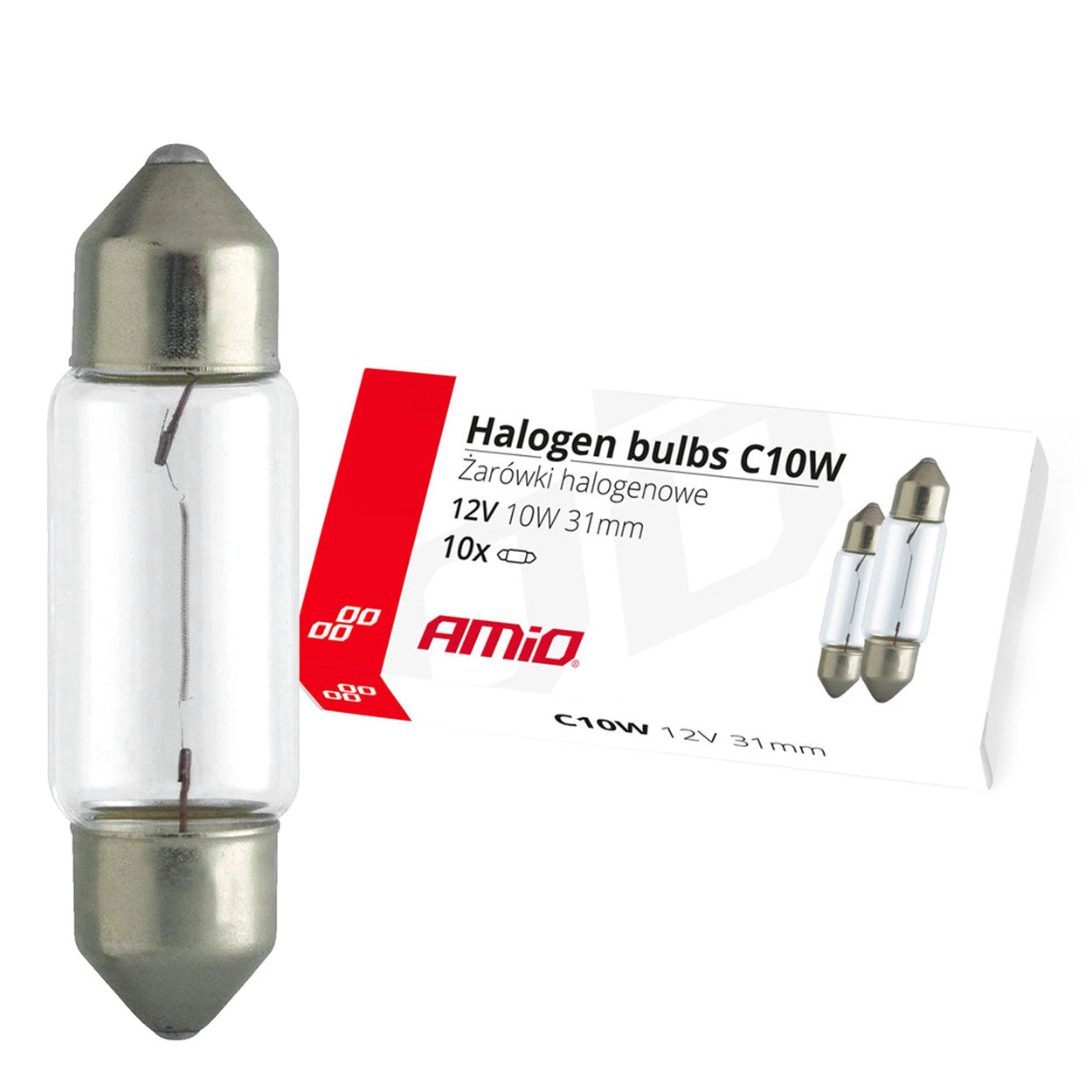 31 mm-es, 12 V-os C10W szofita halogén izzók