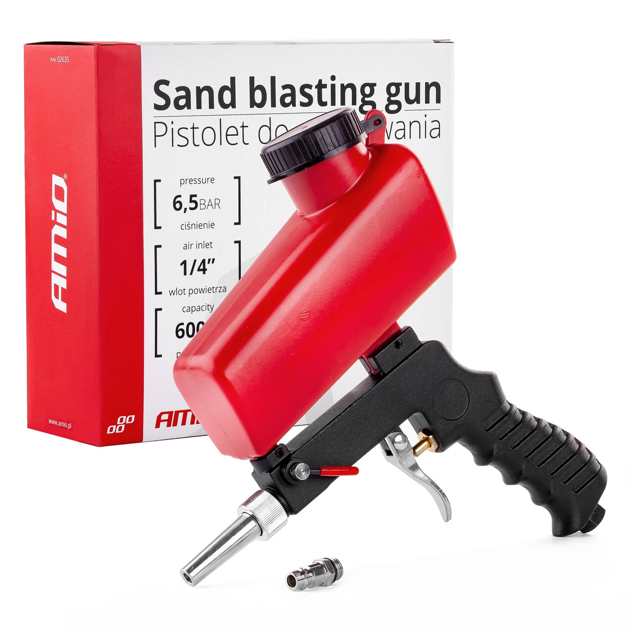 Sandblæsepistol med øvre tank