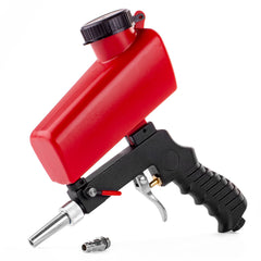 Sandblæsepistol med tank set fra siden