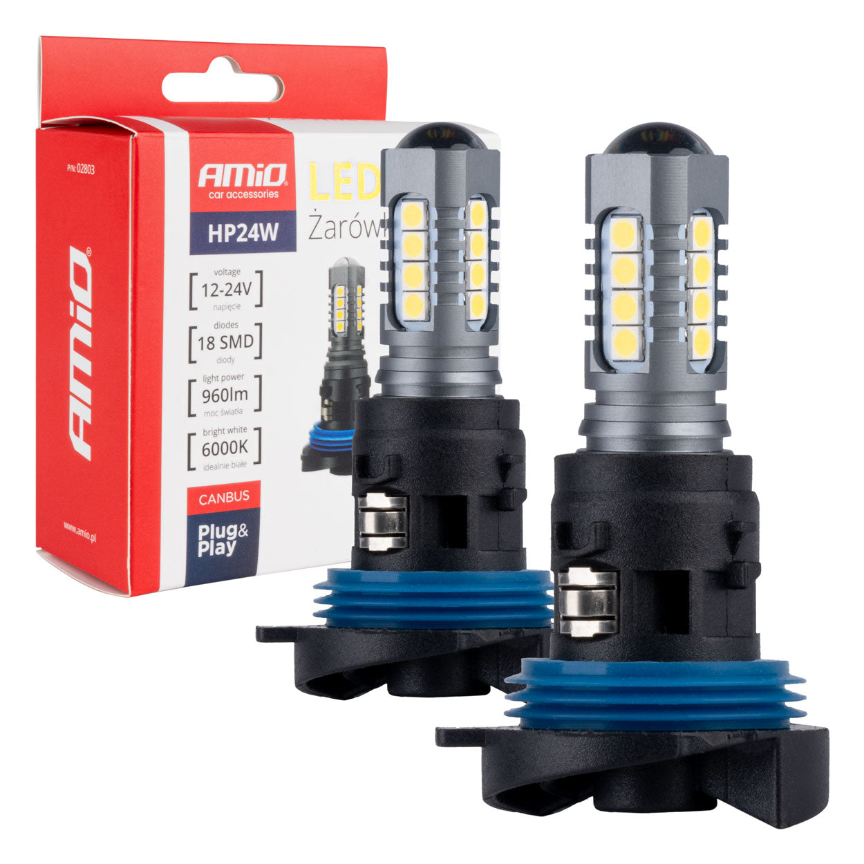 HP24W LED izzó 18 darab SMD LED-del és 6000K hidegfehér fénnyel