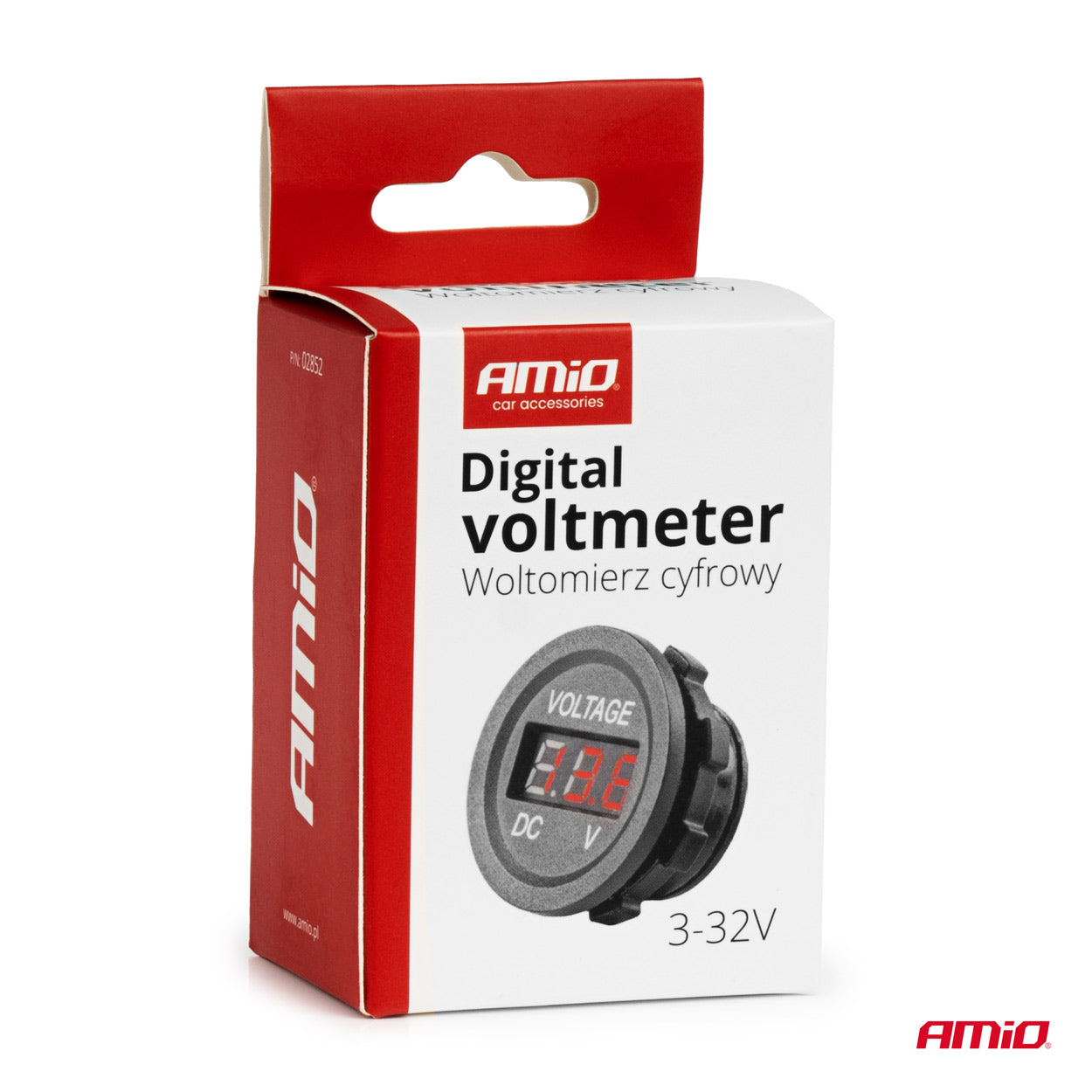 Digitalt voltmeter med stik og monteringsring