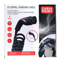 Carpoint spirál töltőkábel elektromos autókhoz, Type 2 - Type 2, 32 A, 3 fázisú, 6 méter 