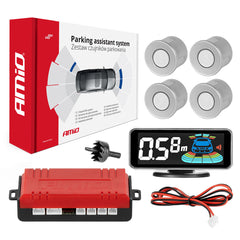 Parkeringssystem med 3D LED-display og fire sølvfarvede sensorer
