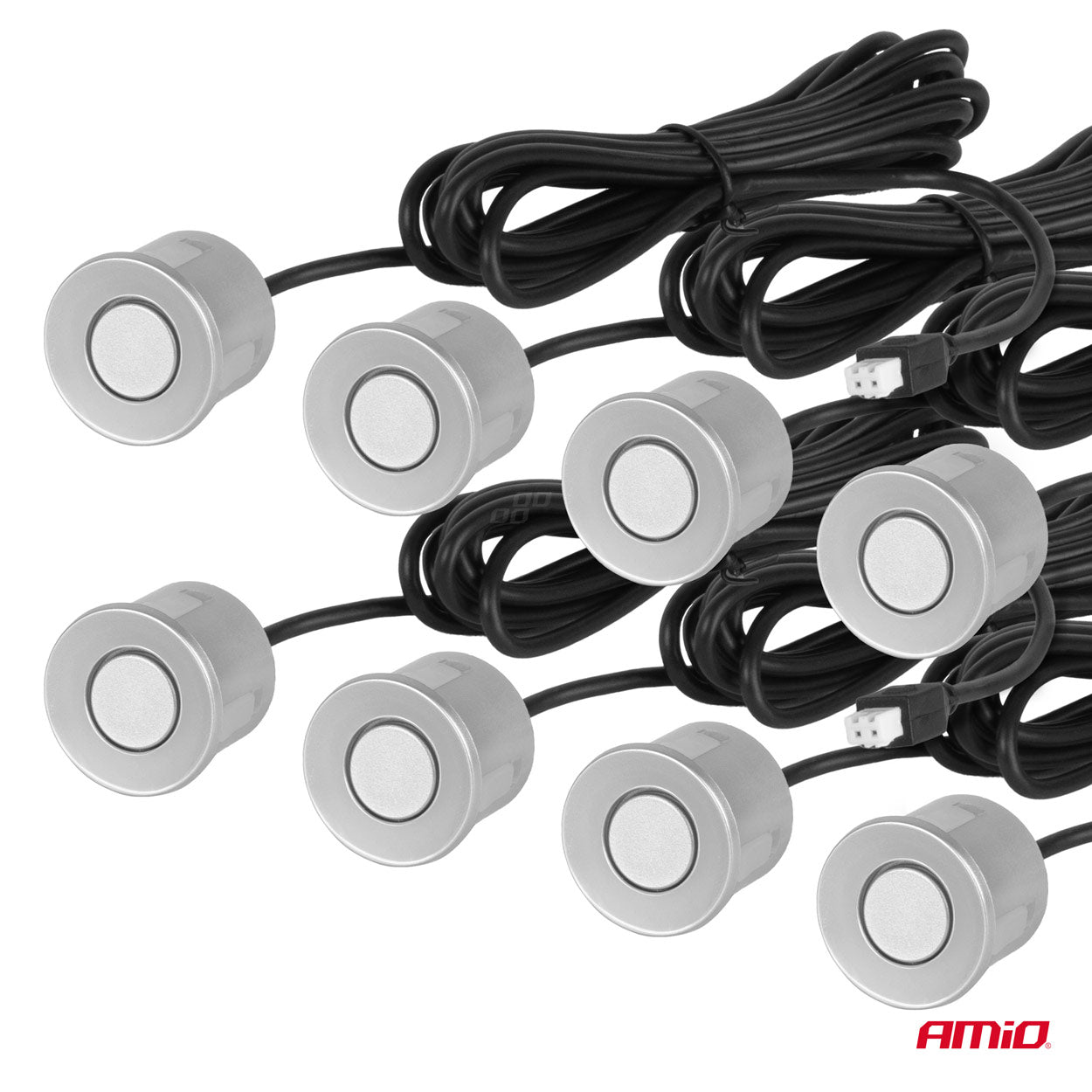Parkeringsassistent med otte sensorer, kabler og styreenhed