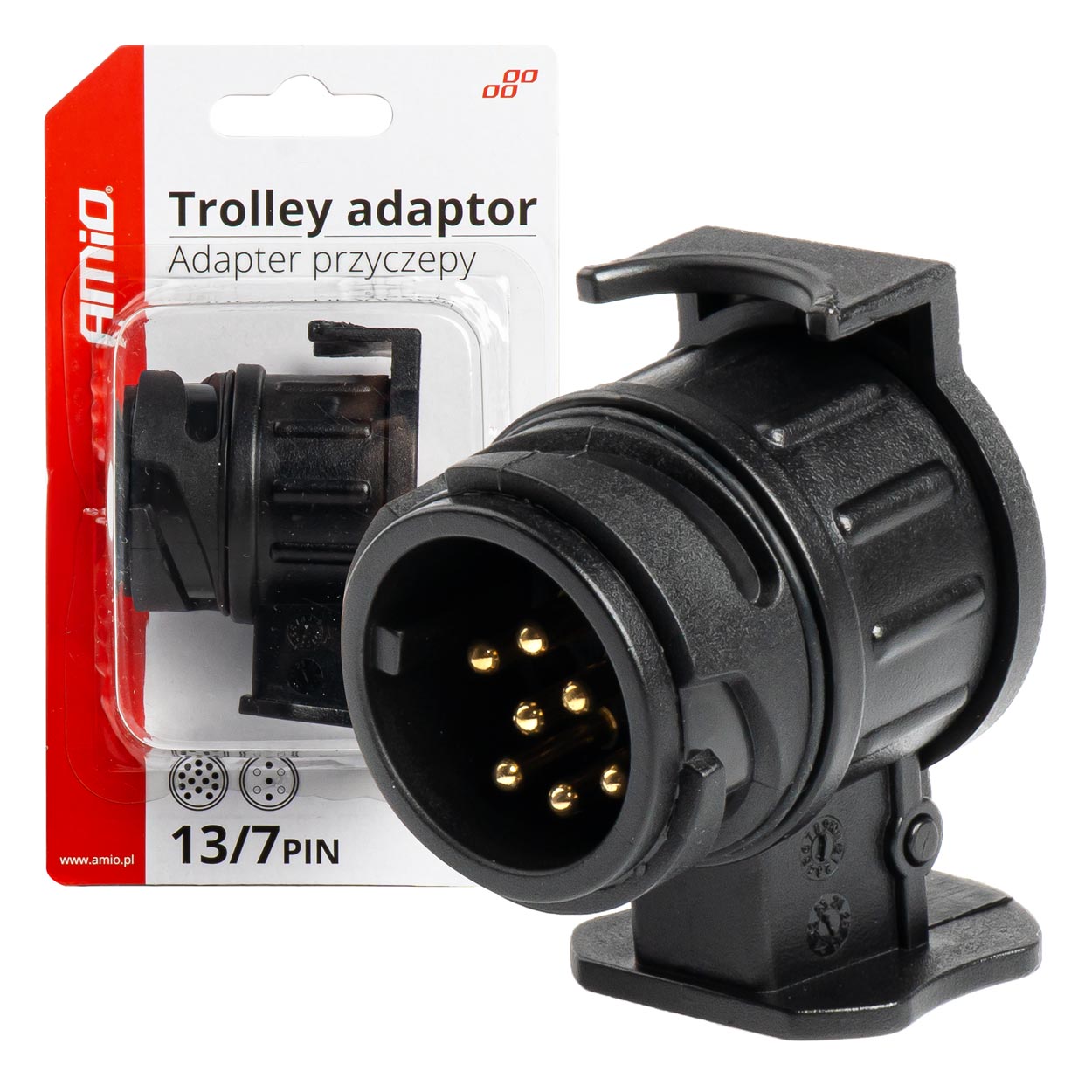 Traileradapter 13/7 til 7-polet trailer og 13-polet stik