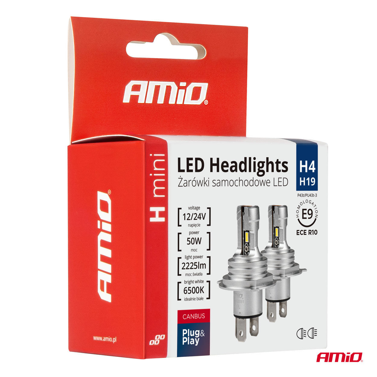 Sæt med 2 LED-pærer H4/H19