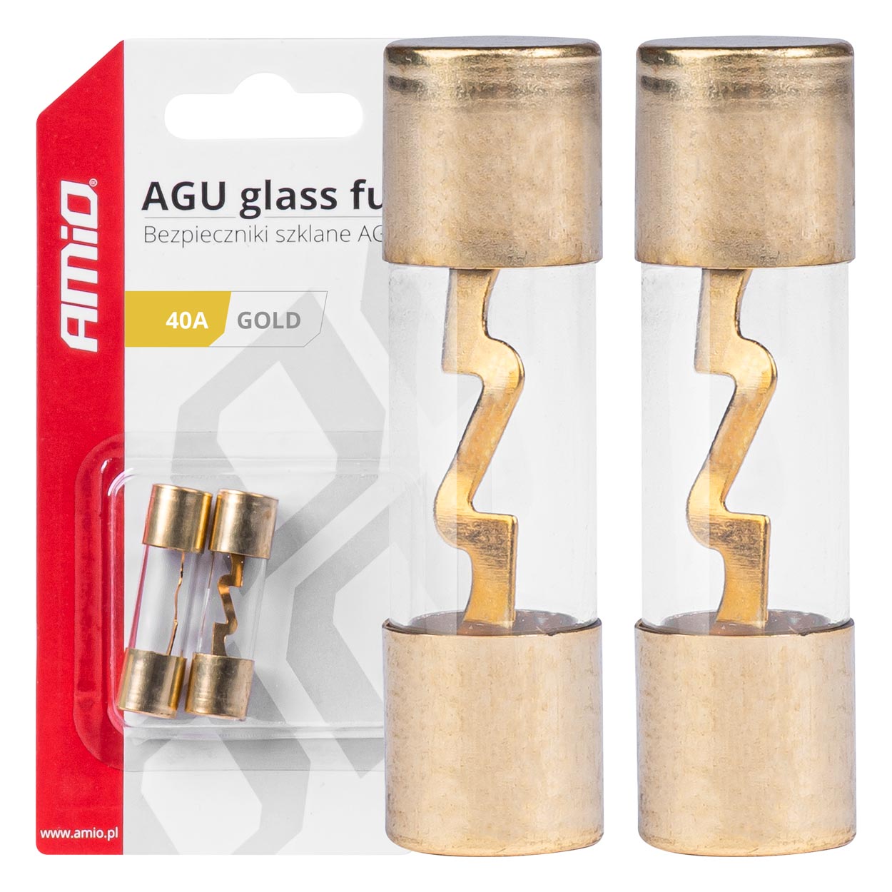 AGU glassikring 40 A i størrelse 38 x 10,3 mm