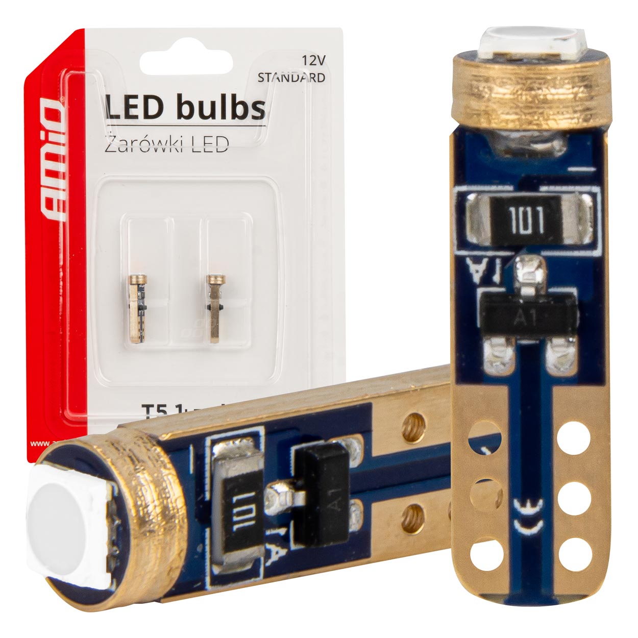 Grøn T5/W1W LED-pære til 12 V