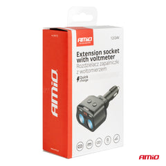 Dobbelt 12/24V stikdåse med voltmeter