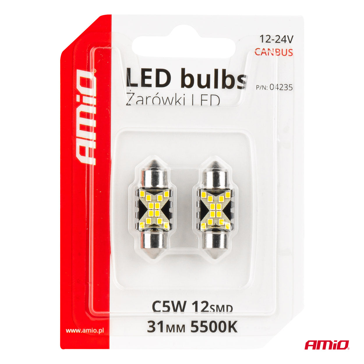 To LED CANBUS festoon-pærer C5W på 31 mm