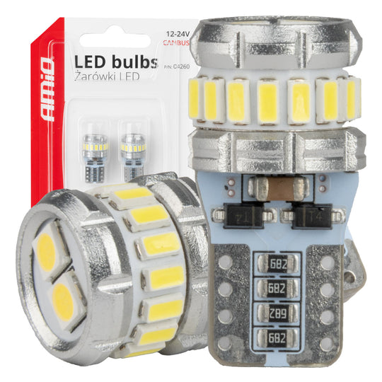 T10 W5W LED izzó CANBUS rendszerhez, fehér fénnyel