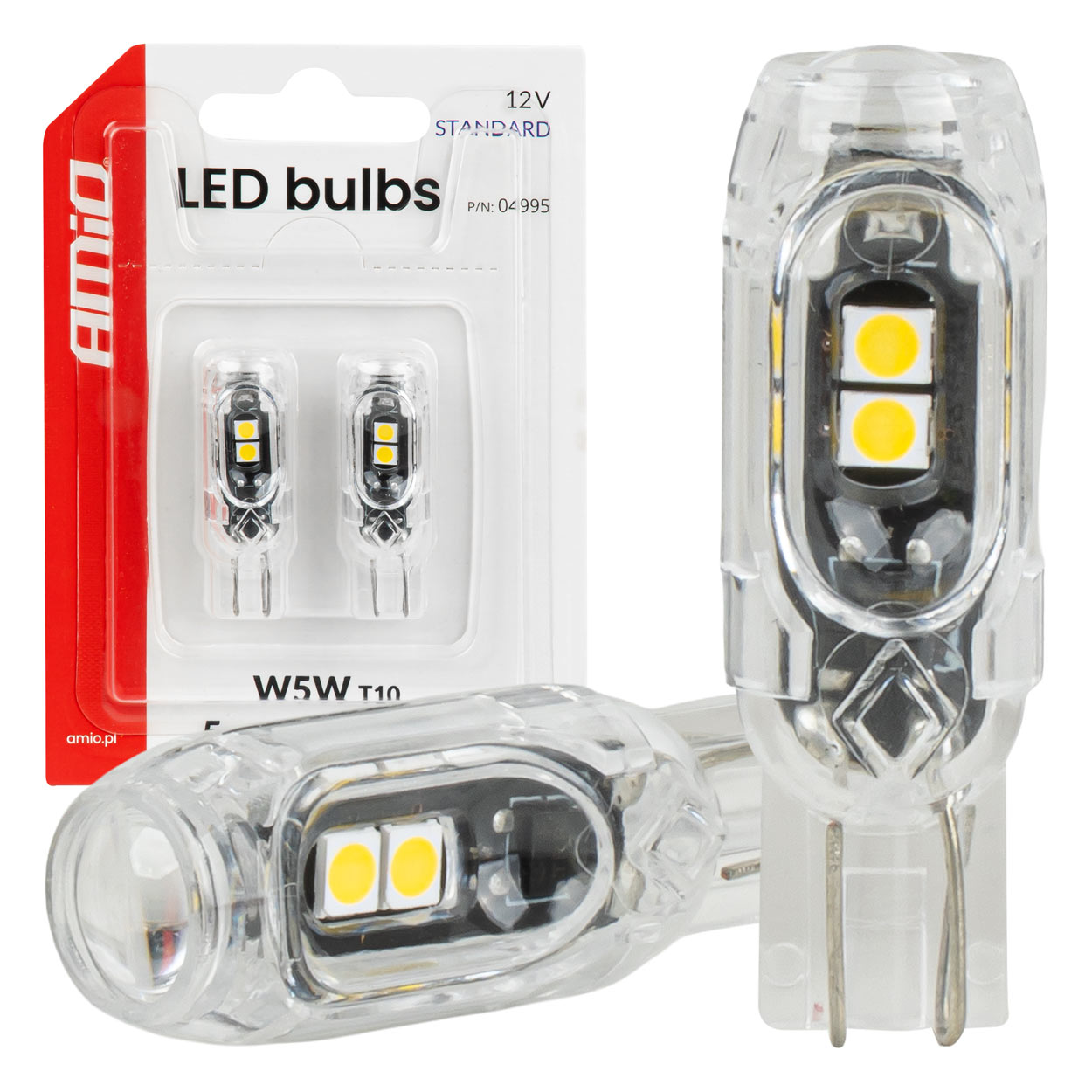 T10 LED izzó 5 db SMD 2835 LED-del és fehér fénnyel
