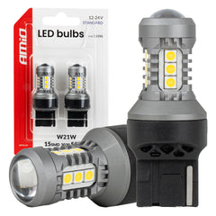 7440 W21W LED izzó 15 db SMD 3030 LED-del, erős fehér fénnyel
