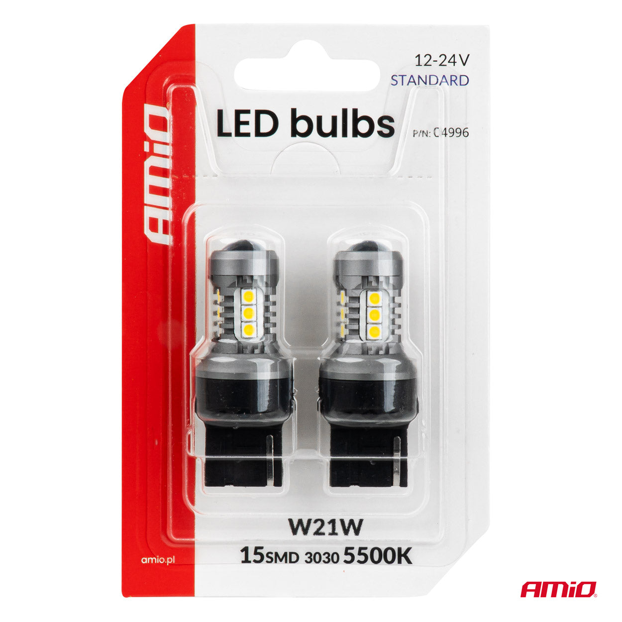 Fehér 7440 W21W LED izzó kompatibilis foglalathoz