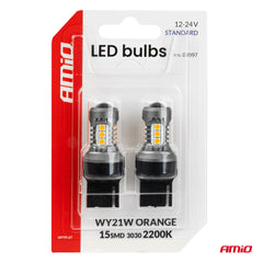 Narancssárga 12/24 V-os LED izzó 7440 foglalathoz