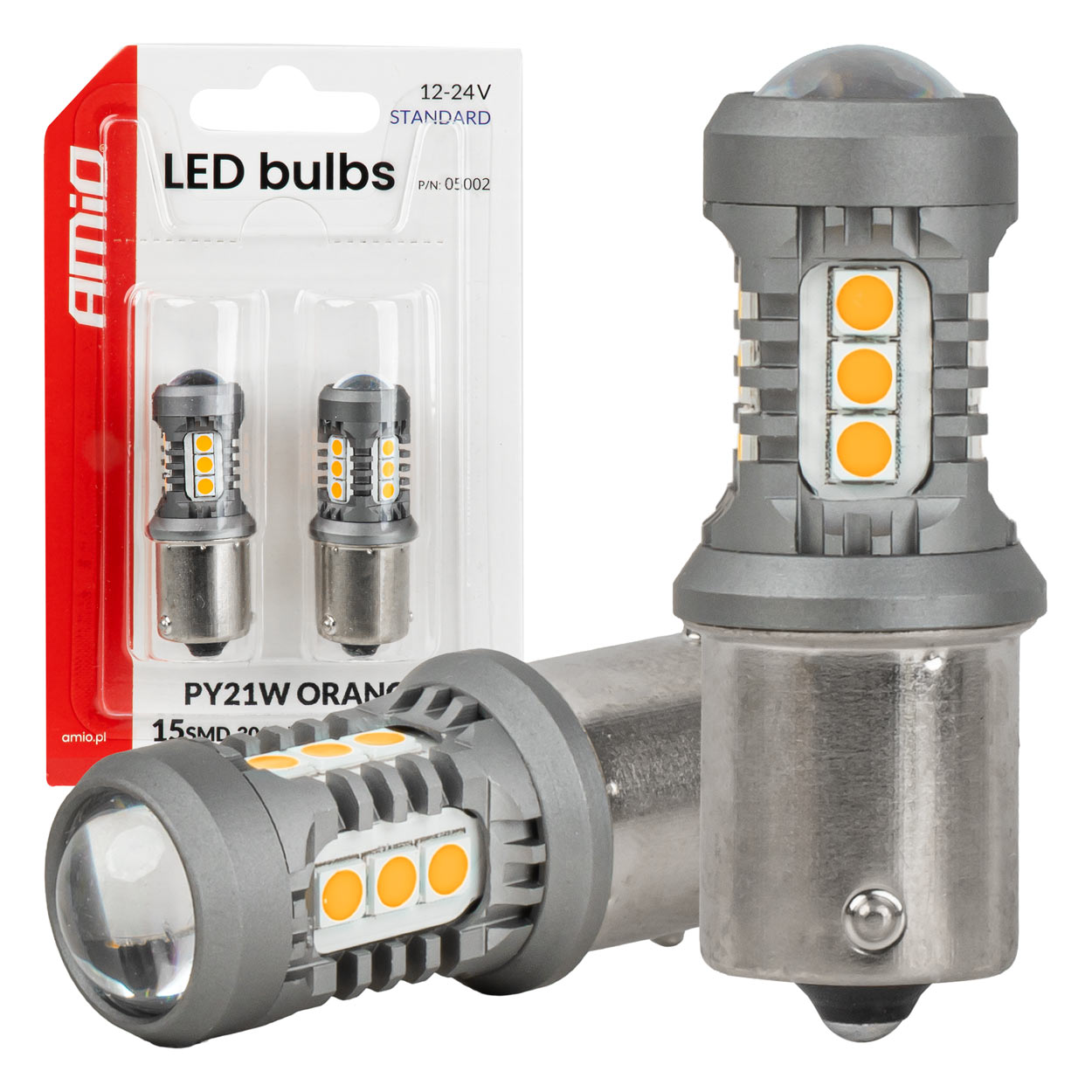Narancssárga LED izzó BAU15S/PY21W foglalattal