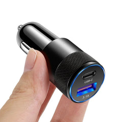 Autó-töltő USB-A és USB-C-Fast töltéssel