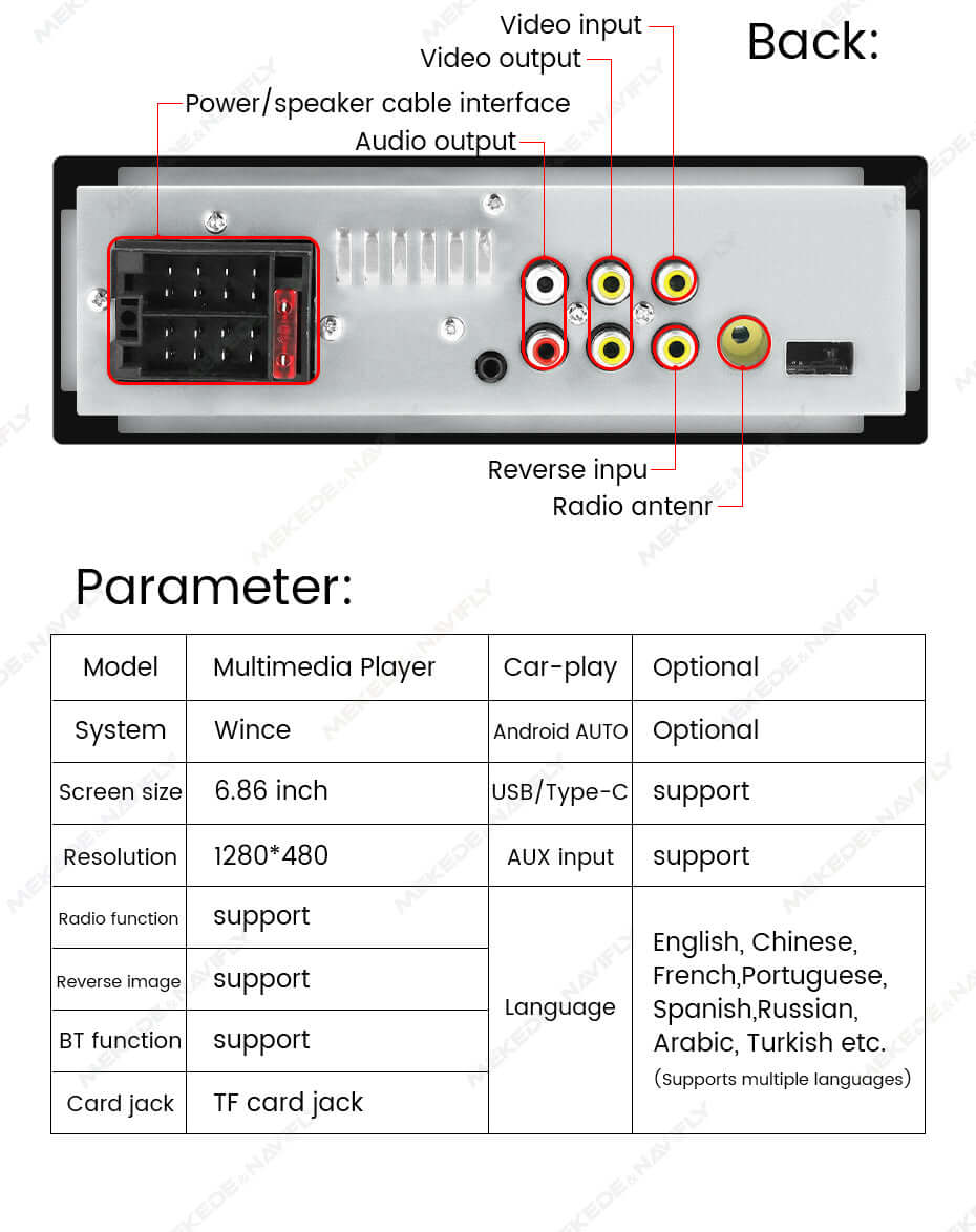 Universel - 6,86" 1-din radio m. Apple Carplay og Android Auto – Bilmedie.dk