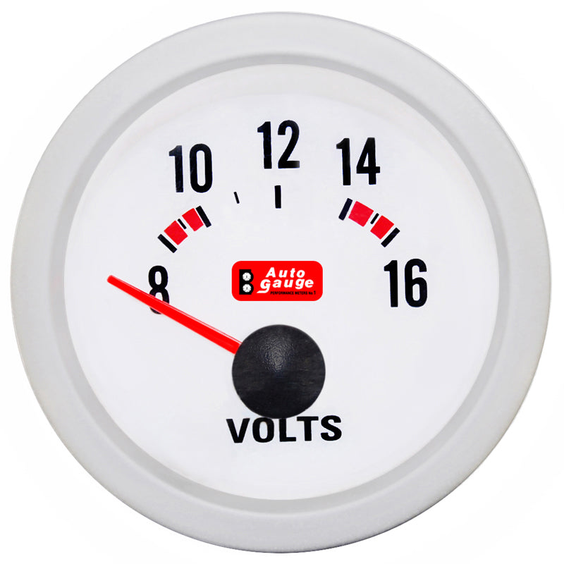 Voltmérő fehér 2 colos Auto Gauge