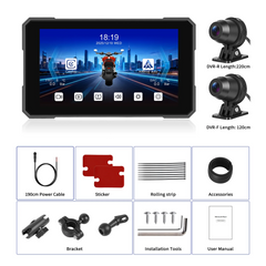5”-os motorkerékpár kijelző CarPlay, Android Auto, AirPlay, DVR és TPMS funkcióval 