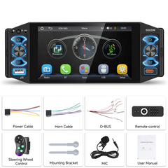 1 DIN 5" érintőképernyős autórádió vezeték nélküli Apple CarPlay és Android Auto támogatással 